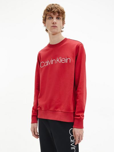 Calvin Klein Ruhák HU990535 | Calvin Klein Organic Cotton Logo Férfi Pulóver Rózsaszín